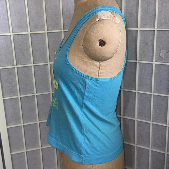 Y2K Vintage Aeropostale Blue Green Embroidered Logo Cross Cross Tank Top - Picture 4 of 15